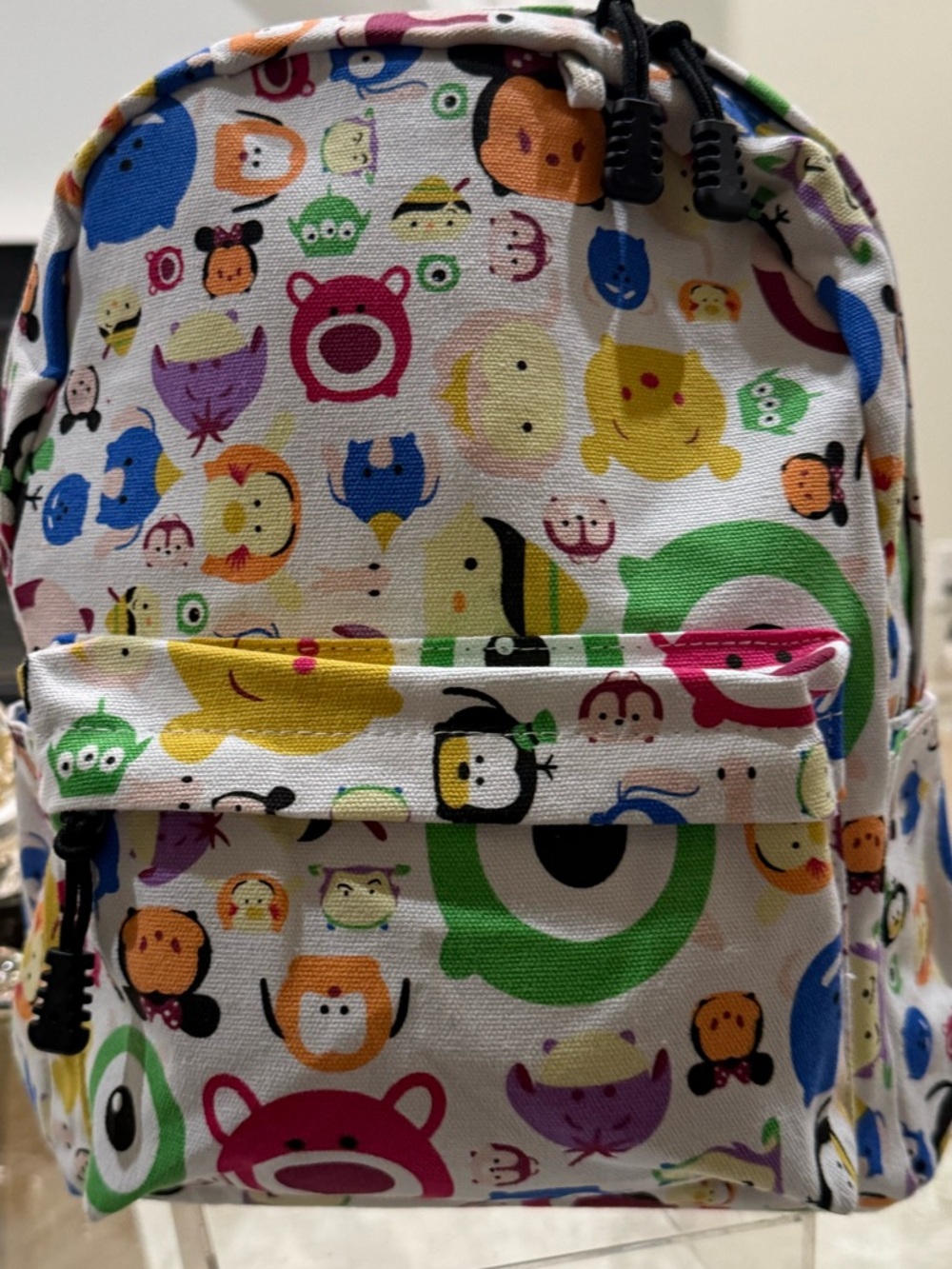 Disney Kids White Mini Backpack with Multicolor Character Print